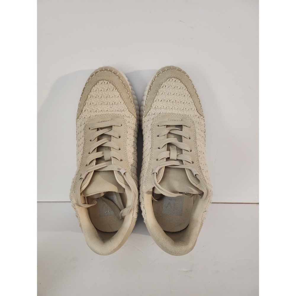 DV by Dolce Vita Fay Cream Beige Woven Knit Platform Sneakers Womens 8.5